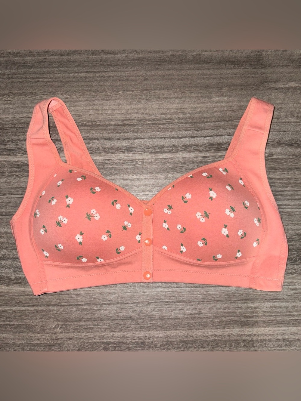 Coral Floral Front-Snap Comfort Bra
